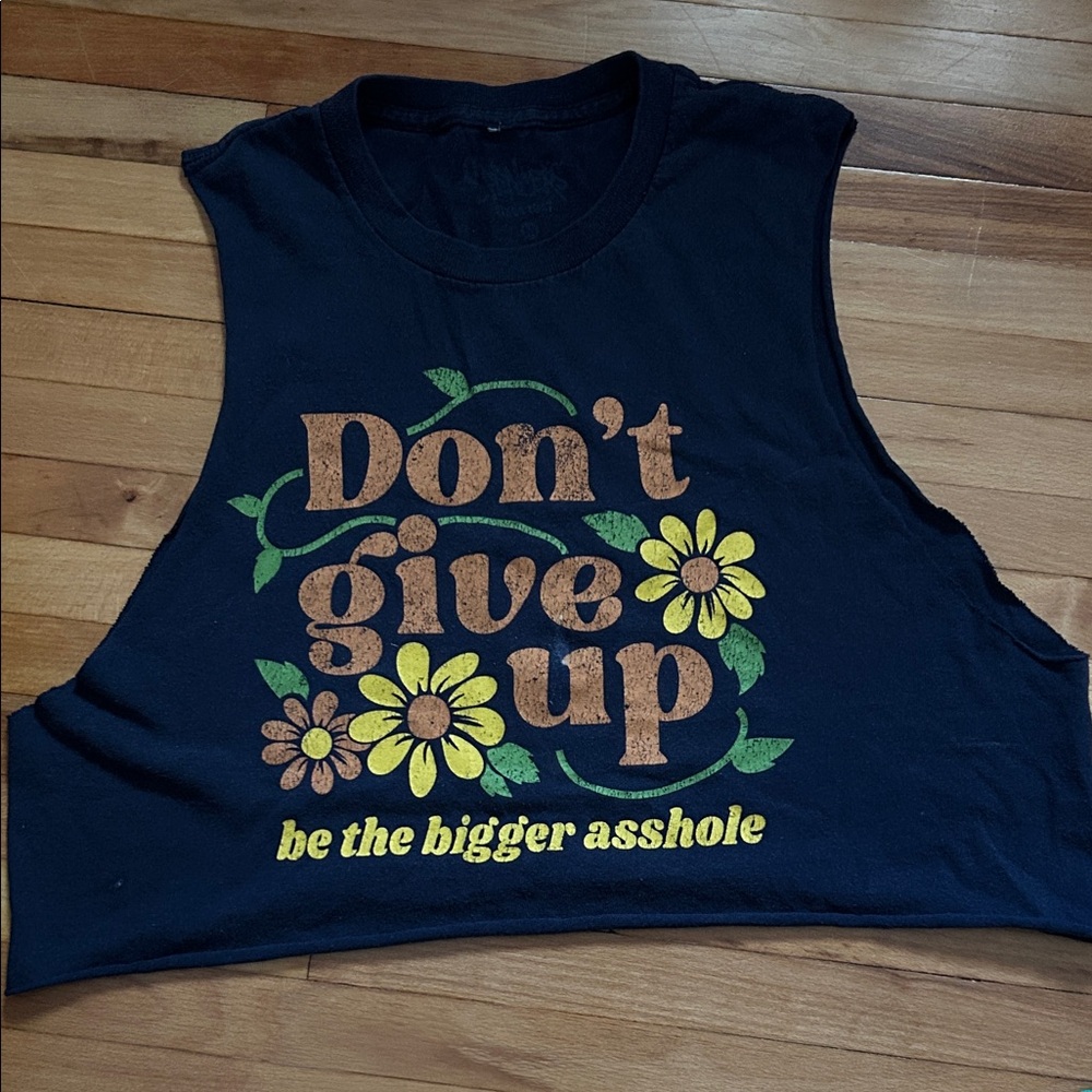 Dark navy blue Sleeveless Graphic Top
